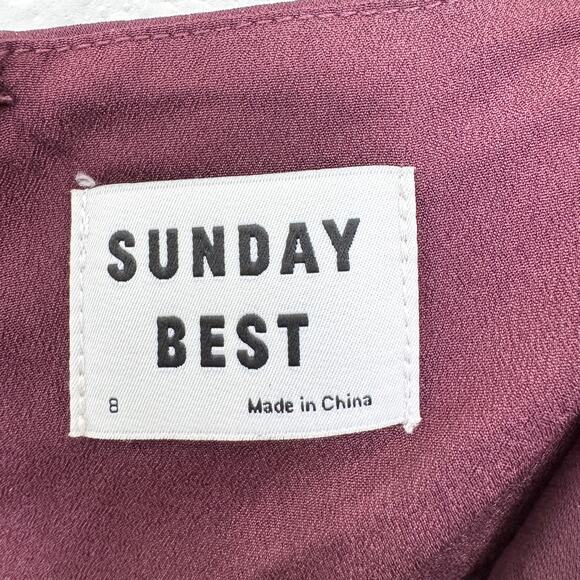 Aritzia Sunday Best Womens Spencer Mini Slip Dress Szie 8 Satin Cowl Dark Red - Picture 3 of 10